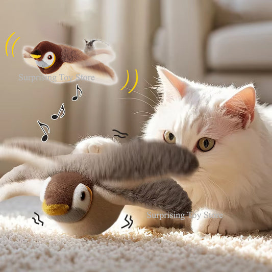 Elektrisches Katzenspielzeug Vogel mit Katzenminze & Geräusch